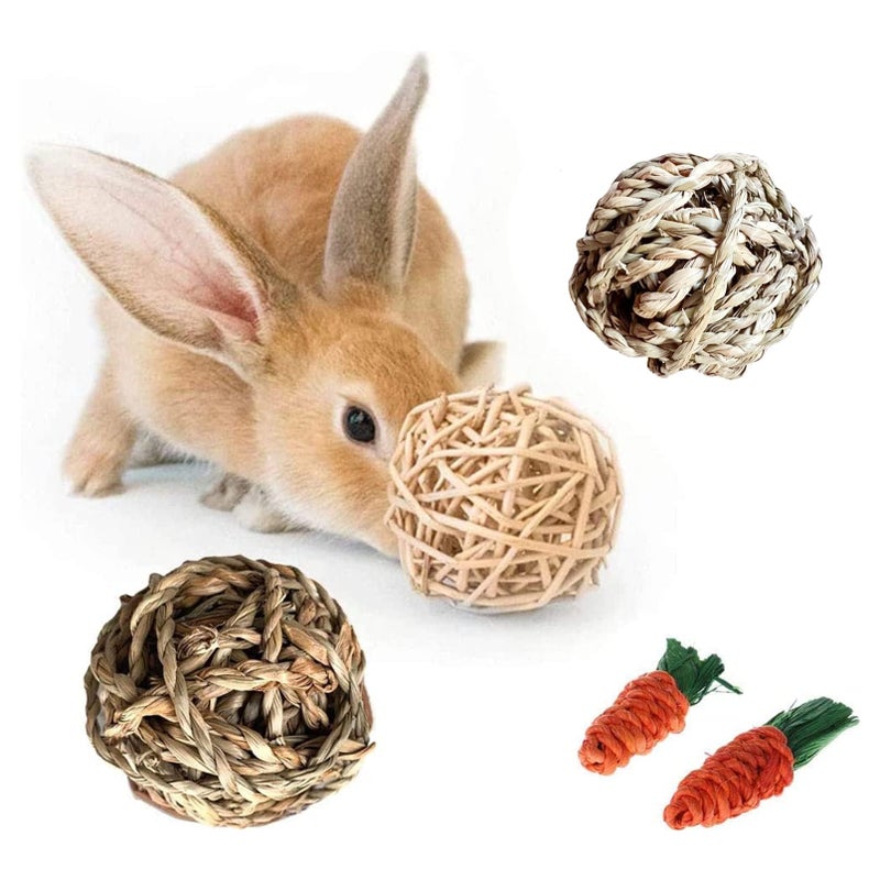Hamiledyi Rabbit Seagrass Activity Mat Bunny Mat Rabbit Enrichment Toys Rabbit Chew Toys for Teeth Seagrass Protector Mat Small Animal Toys for Rabbit Bunny Chinchilla Guinea Pigs Rodent Pets - Image 2